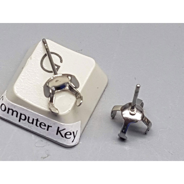 Pearl / ball holder Earring Stud, 8mm, Stainless Steel, pair