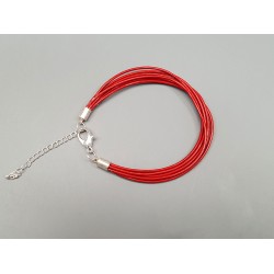 Fashion bracelet, with multi-strand leather cord and lobster clasp, dark red, each