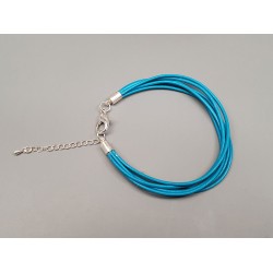 Fashion bracelet, with multi-strand leather cord and lobster clasp, dark teal, each