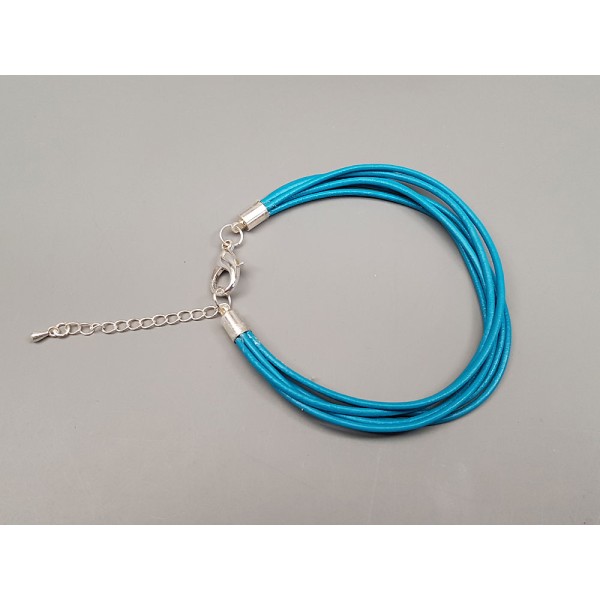 Fashion bracelet, with multi-strand leather cord and lobster clasp, dark teal, each