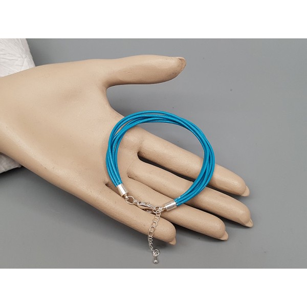 Fashion bracelet, with multi-strand leather cord and lobster clasp, dark teal, each