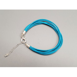 Fashion bracelet, with multi-strand leather cord and lobster clasp, dark teal, each