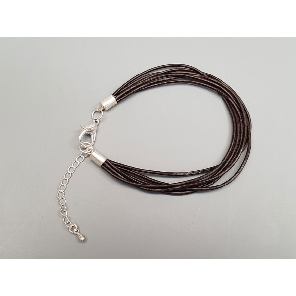 Fashion bracelet, with multi-strand leather cord and lobster clasp, black, each