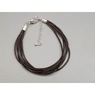 Fashion bracelet, with multi-strand leather cord and lobster clasp, black, each
