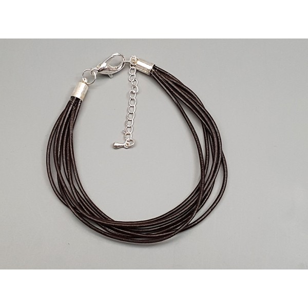 Fashion bracelet, with multi-strand leather cord and lobster clasp, black, each