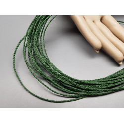 Waxed Plaited 3 strand Polyester Cord, MEDIUM 2.0x1.0mm, Fern green colour, per meter