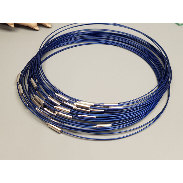 17.5 inch Necklace Loop, Steel Wire, Dark Blue, 1mm, each