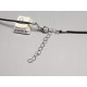 50cm Black Poly-cotton necklace Cord, 1.5mm, with parrot clasp and extender chain