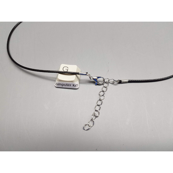 50cm Black Poly-cotton necklace Cord, 1.5mm, with parrot clasp and extender chain