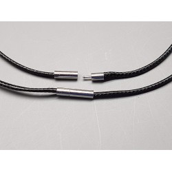 43cm Black Poly-cotton necklace Cord, 2.0mm, with push-plug clasp