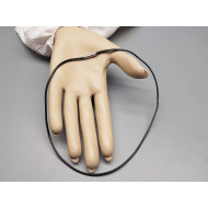 43cm Black Poly-cotton necklace Cord, 2.0mm, with push-plug clasp