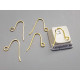 Earring hook, small plain, fine 0.6mm wire, gold plated, pair