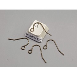 Earring hook, small plain, fine 0.6mm wire, antique bronze plated, pair