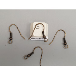 Earring hook with ball & coil, NF ant. bronze plate, per pair
