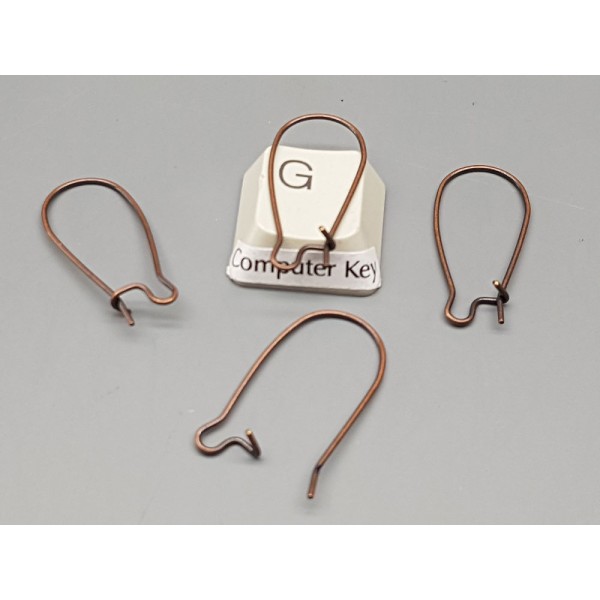 Small-Med Kidney Wires, 25mm, antique copper, per pair