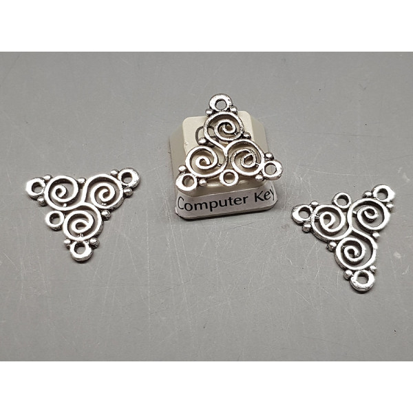Delicate Spirals Chandelier, Triangle, Three Loops, antiqued silver, for lightweight earrings
