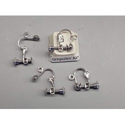 Vintage style Screw fitting Clip-on Earring with dome and loop, platinum colour, pair