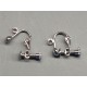 Vintage style Screw fitting Clip-on Earring with dome and loop, platinum colour, pair