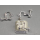Vintage style Screw fitting Clip-on Earring with dome and loop, silver plate, pair