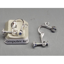 Vintage style Screw fitting Clip-on Earring with dome and loop, silver plate, pair