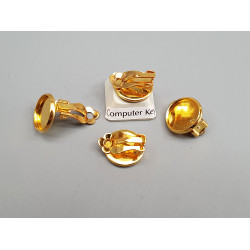 12mm Bezel earring setting, clip-on, golden, pair