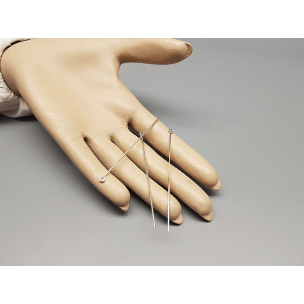 Eye Pin, Long, (70mm), firm silver plate, each
