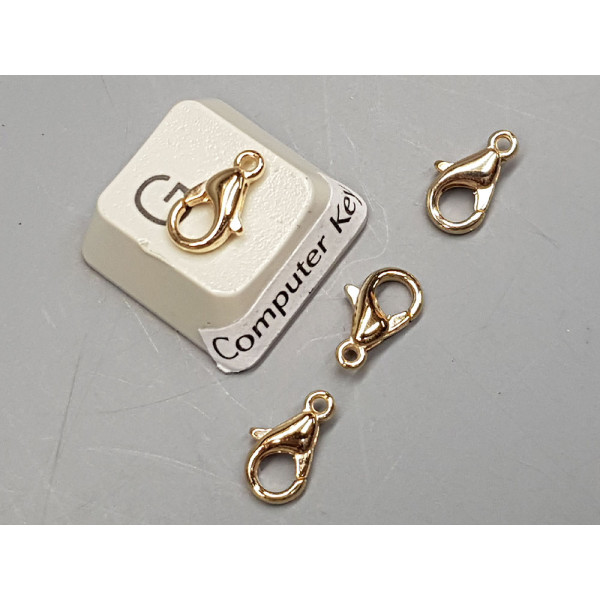 10mm Lobster / Parrot clasp, light gold colour, alloy