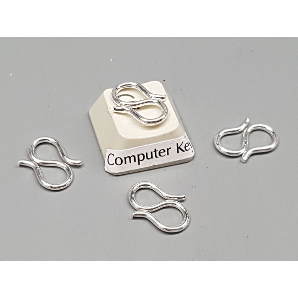 Clasp, S - Joiner, 13mm, silver plate, per 10