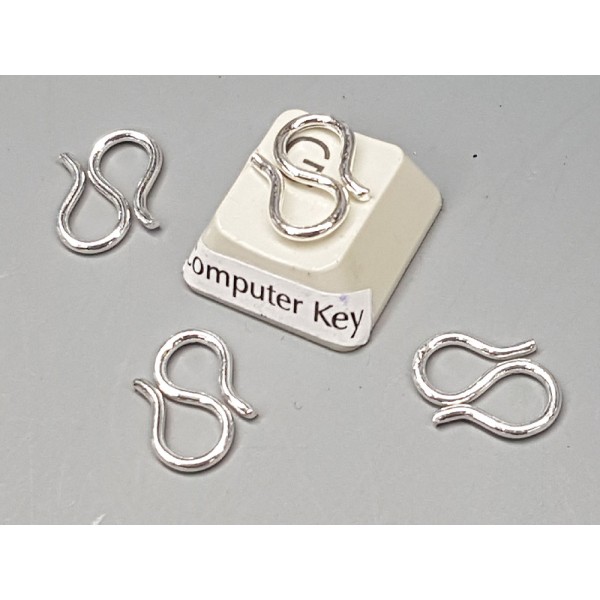 Clasp, S - Joiner, 13mm, silver plate, per 10