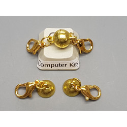 Magnetic 8mm ball clasp with parrot clasps, joiner, gold plate