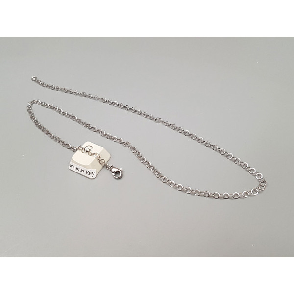 304 Stainless Steel Fine Rolo Chain Necklace, with Lobster Clasp, 45cm, each