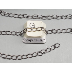 Chain by the metre, Curb link, 3.5x5.0mm, brass chain with soldered links, gunmetal black plate