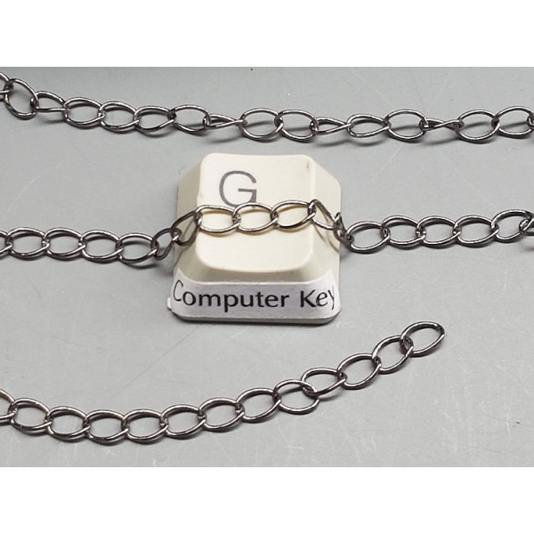 Chain by the metre, Curb link, 3.5x5.0mm, brass chain with soldered links, gunmetal black plate