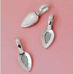 Leaf Bail with big loop, antique silver, 21mm long