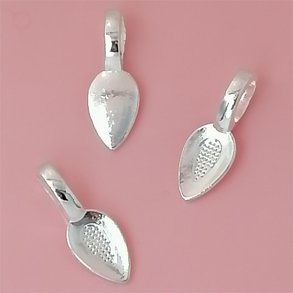 Leaf Bail with big loop, bright Silver, 21mm long