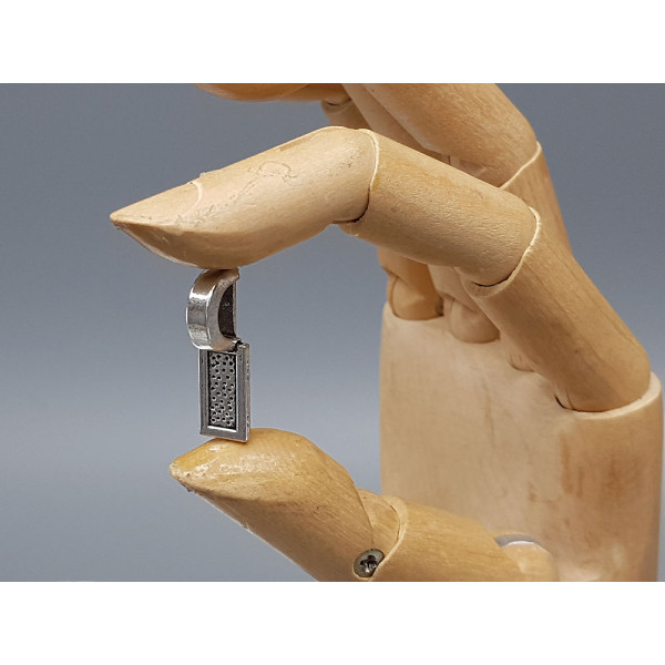 Bail with XL loop, Rectangle Antique Silver, 25mm x 8mm, each