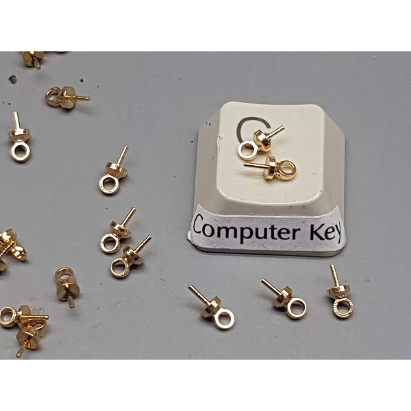Pendant Eyelets with collar, glue in, raw brass, per 50
