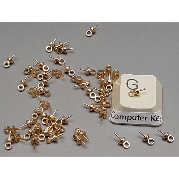 Pendant Eyelets with collar, glue in, raw brass, per 50