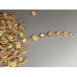 Paua shell charm link joiner, 10mm, gold plate