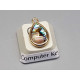 Paua shell charm, oval drop 15mm x 9mm, gold plate