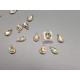 Paua shell charm, oval drop 15mm x 9mm, gold plate