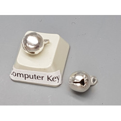 Charm, Bell, 7.5mm, silver plate, each