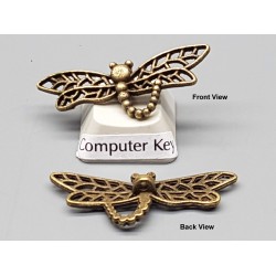 Toggle Clasp: Floral swirl flower with dragonfly, ant bronze plate