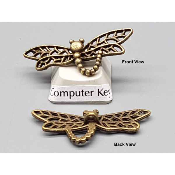 Toggle Clasp: Floral swirl flower with dragonfly, ant bronze plate