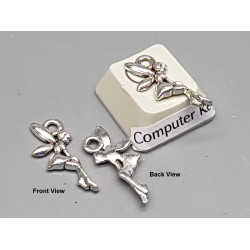 Tiny Fairy Charm, ant silver plate, 19mm