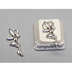 Tiny Fairy Charm, ant silver plate, 19mm
