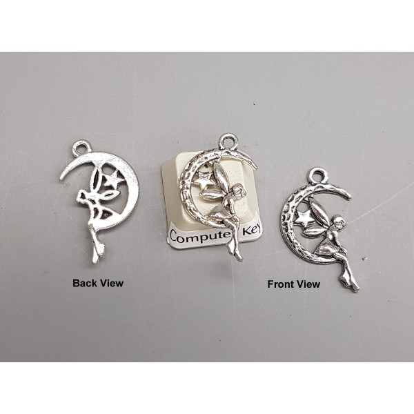 Medium Fairy Charm, ant silver plate, 25mm