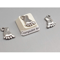 Charm, foot, ant silver plate, same both sides, 14mm