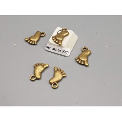 Charm, foot, ant bronze plate, same both sides, 14mm