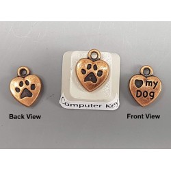 Love My Dog Charm, ant copper plate, 10mm, double sided